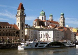 Passau Town Hall and Danube River via WikiMedia